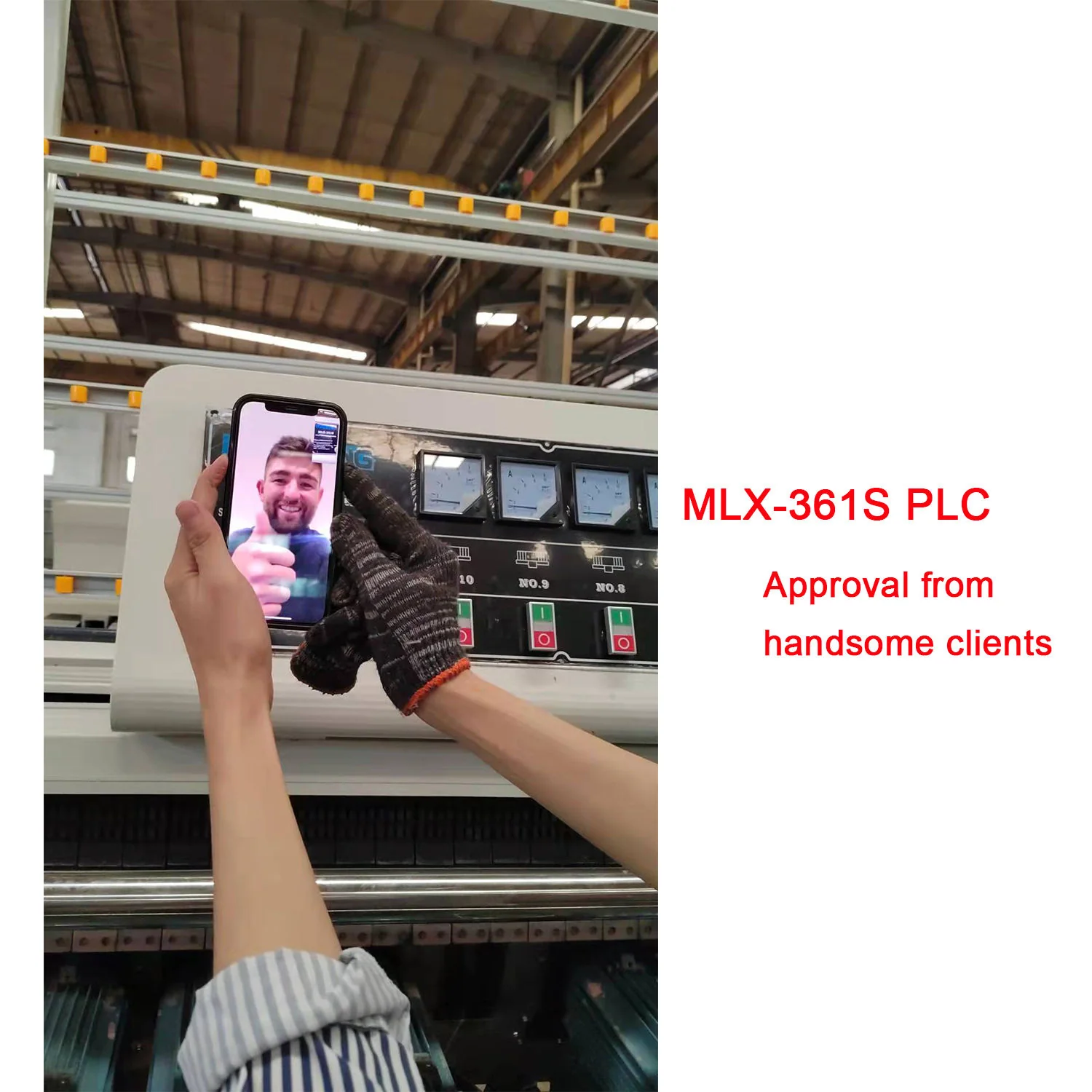 유리 면취기용 휠 솔루션 Customer inspection of a straight-line glass beveling machine